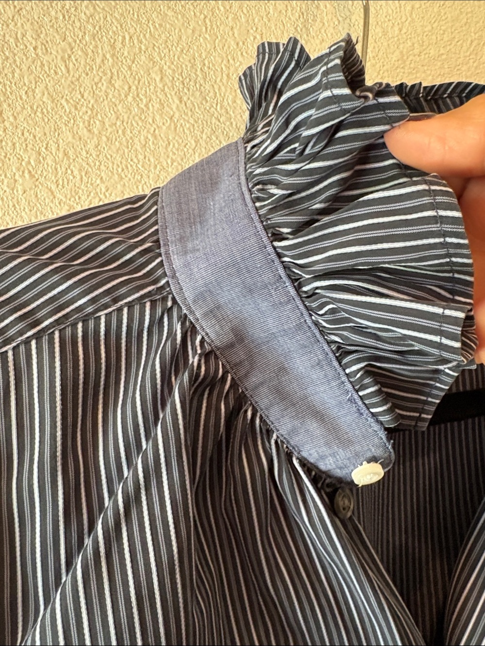 KMJ Women's Black Pinstripe Button-Down Shirt - Picture 3 of 6